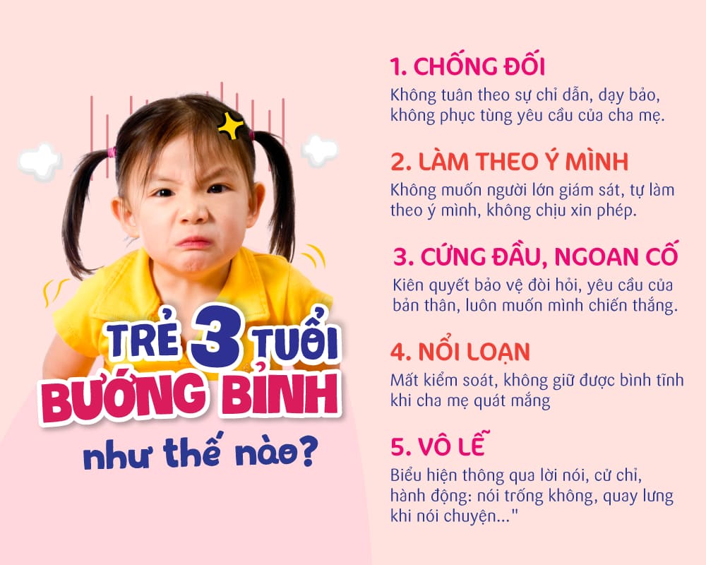 5 biểu hiện của trẻ 3 tuổi bướng bỉnh