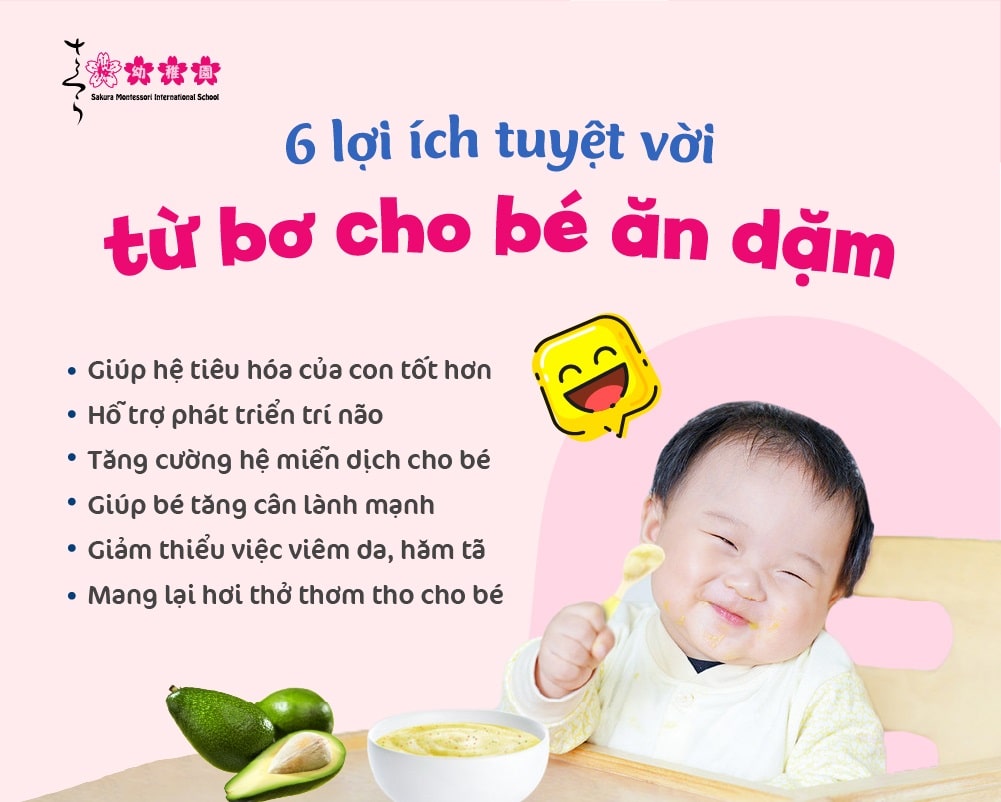 món ăn dặm từ bơ cho bé 6 tháng