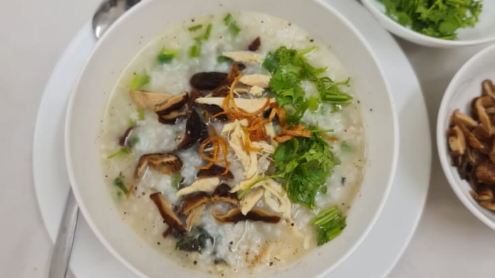 Cháo thịt gà, nấm hương