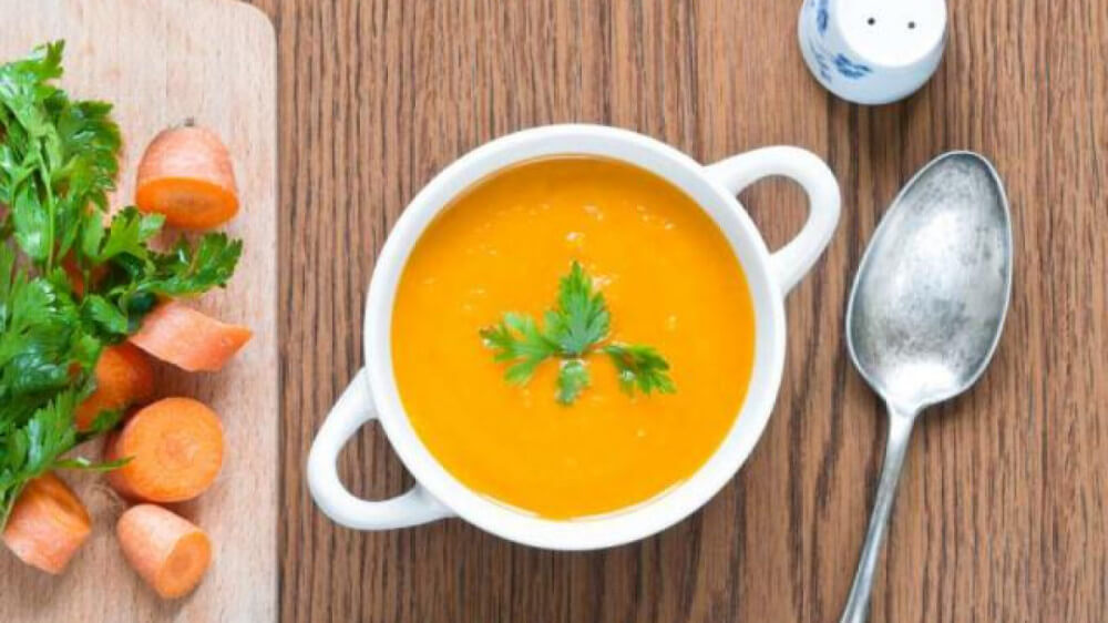 Cháo trắng, cà rốt nghiền + dashi rau củ quả