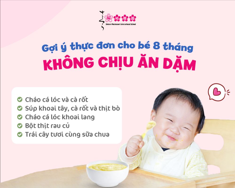 Gợi ý thực đơn cho bé 8 tháng không chịu ăn dặm