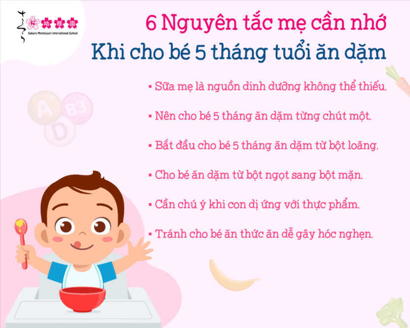 bé 5 tháng ăn dặm được chưa