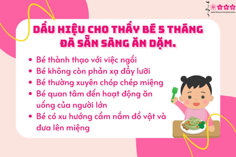 bé 5 tháng ăn dặm được chưa
