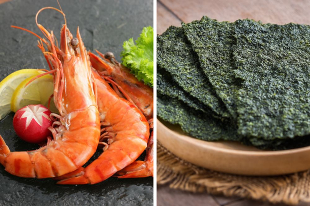Tôm và rong biển là 2 thực phẩm rất phù hợp với nhau