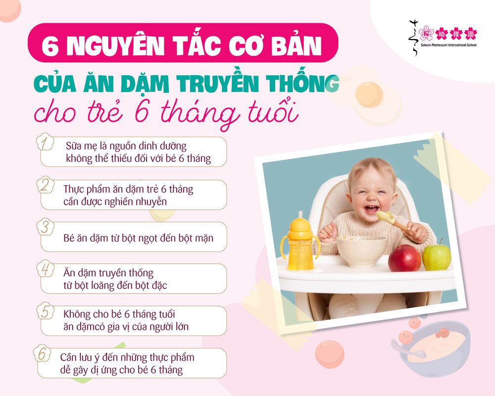 6 Nguyên tắc cơ bản của ăn dặm kiểu truyền thống cho bé 6 tháng tuổi