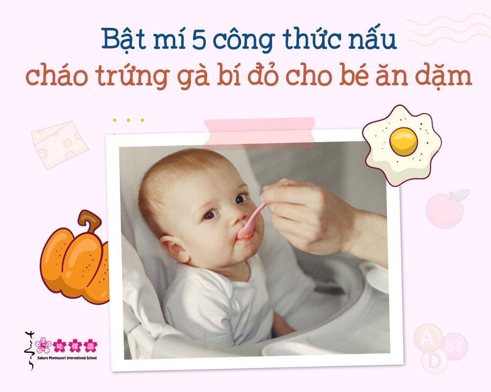 cháo trứng gà bí đỏ cho bé ăn dặm