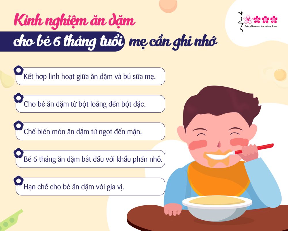 giờ ăn dặm cho bé 6 tháng
