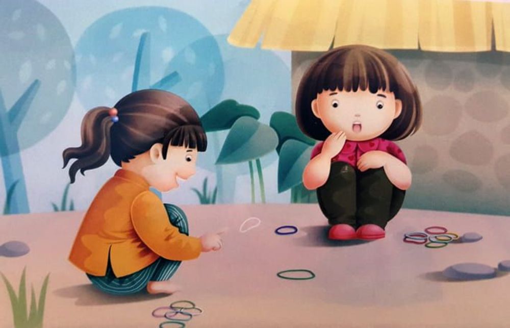 Trẻ cùng chơi trò chơi Búng thun