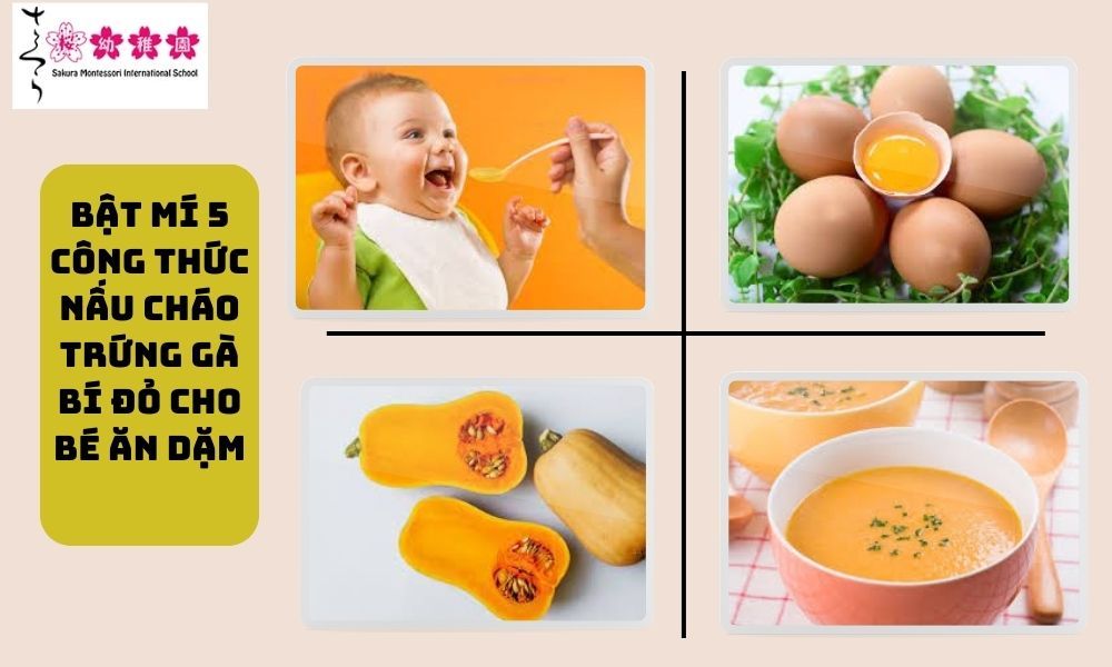cháo trứng gà bí đỏ cho bé ăn dặm