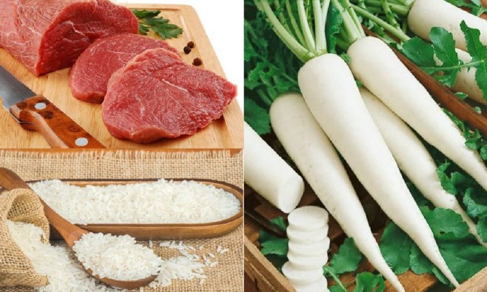 Cháo củ cải trắng nấu với thịt bò