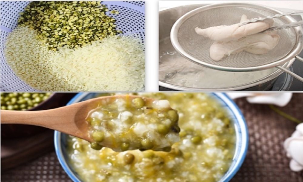 Cháo đậu xanh thịt gà cho bé ăn dặm