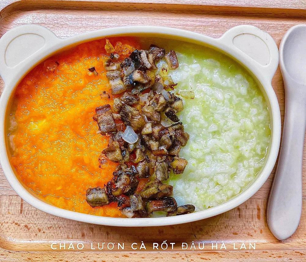 Cháo lươn, cà rốt, đậu Hà lan giàu dưỡng chất