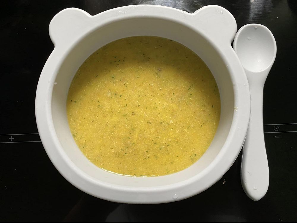 Cháo tôm, bí đỏ thành phẩm