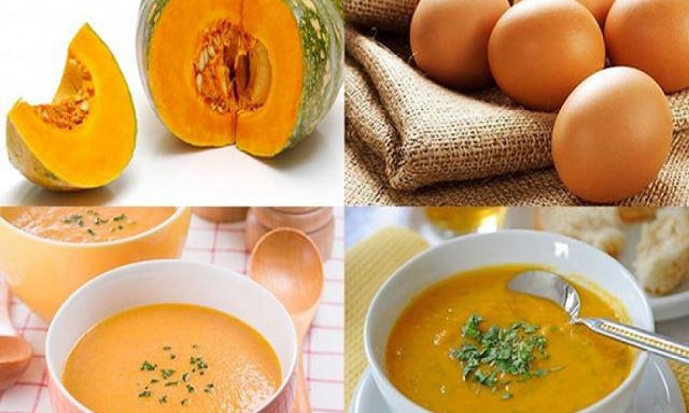Cháo trứng gà bí đỏ phô mai cho bé ăn dặm