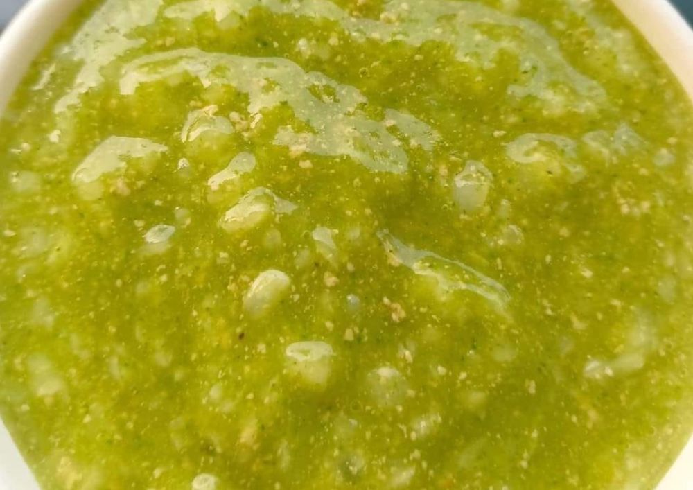 Thành phẩm cháo nấm rơm, xanh thơm ngon