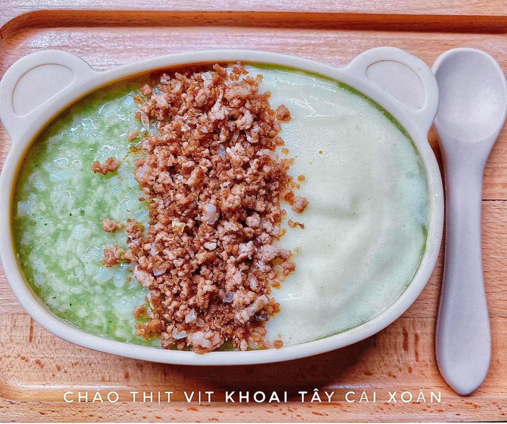 Thành phẩm cháo thịt vịt, khoai tây được nhiều bé yêu thích