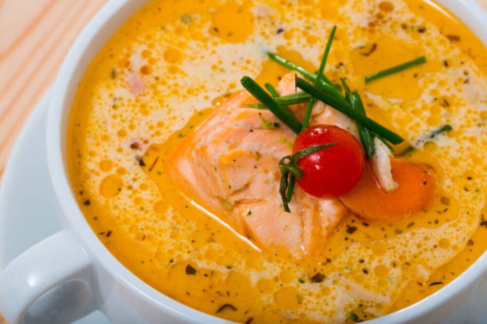 Cháo cá hồi cà chua