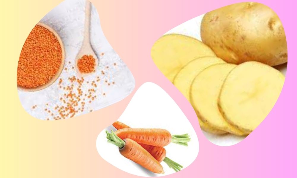 Cháo đậu lăng đỏ khoai tây, cà rốt cho bé ăn dặm