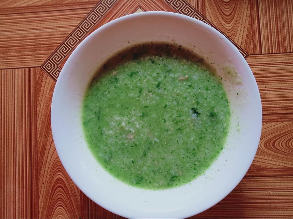 Cháo đậu phụ non cho bé ăn dặm kèm thịt vịt, cải thảo