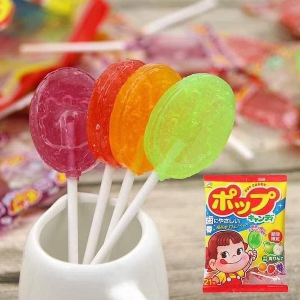 Kẹo mút được quảng cáo chống sâu răng (thường chứa Xylitol, phổ biến từ Nhật)