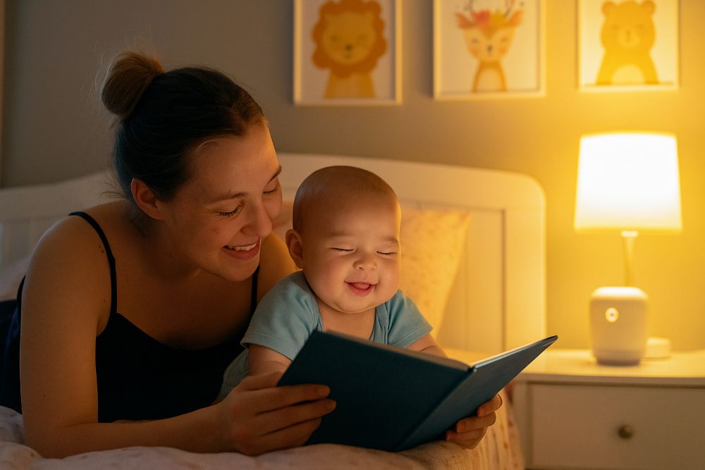 Xây dựng thói quen kể chuyện mỗi tối giúp bé cảm thấy an toàn và chìm vào giấc ngủ thật dễ dàng.