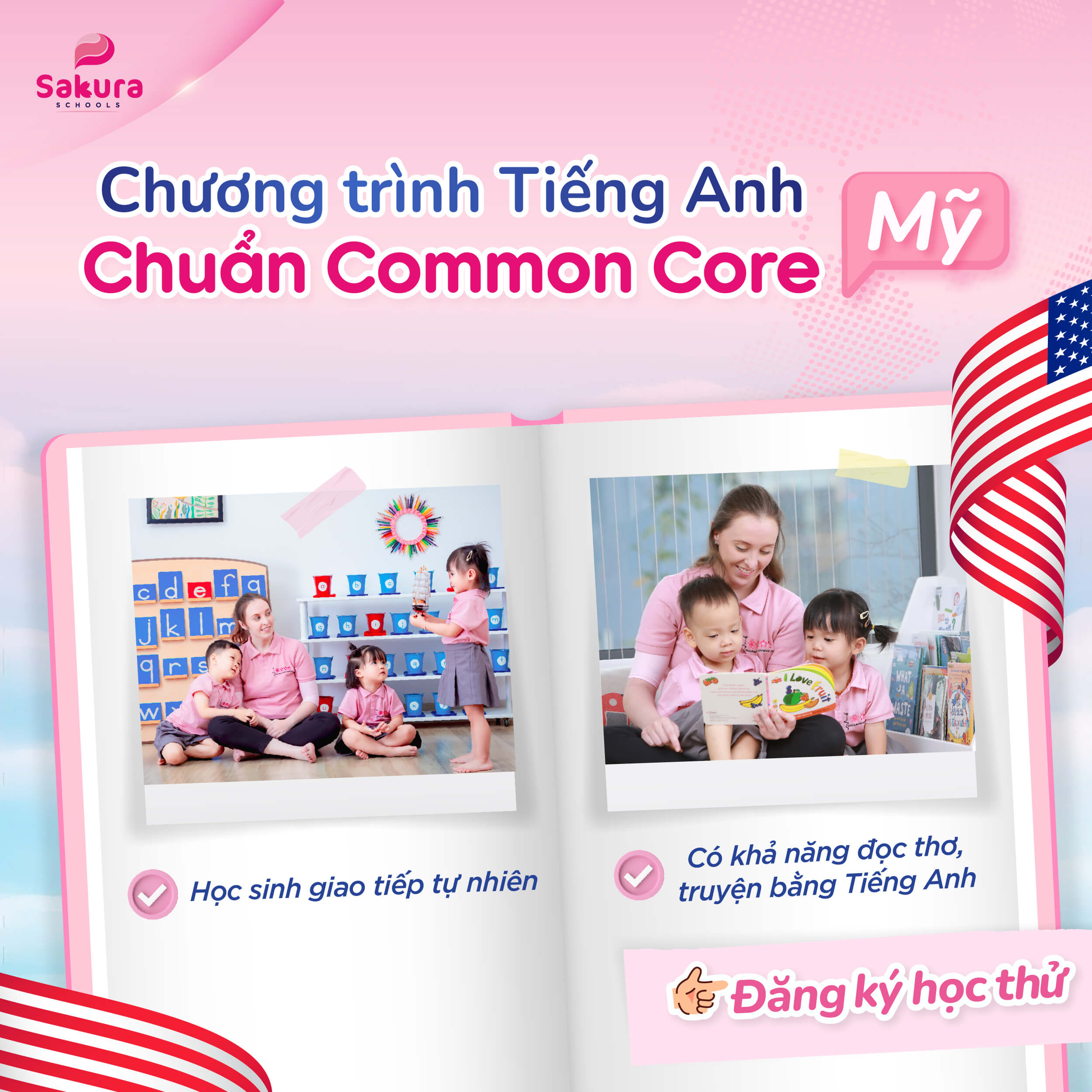 Trương trình tiếng Anh chuẩn Mỹ tại Sakura (Ảnh: Nguồn Sakura)