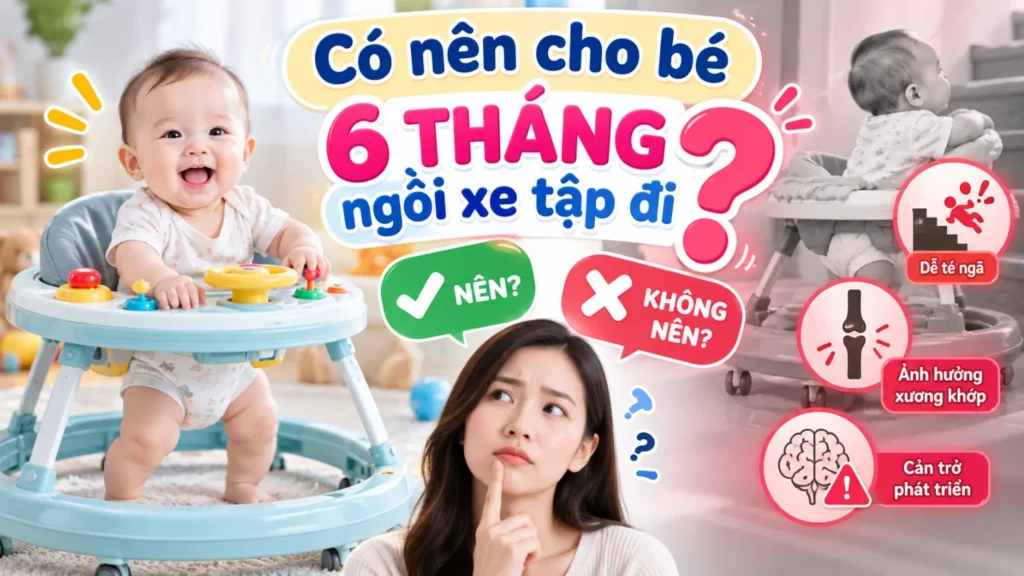 Có nên cho bé 6 tháng ngồi xe tập đi