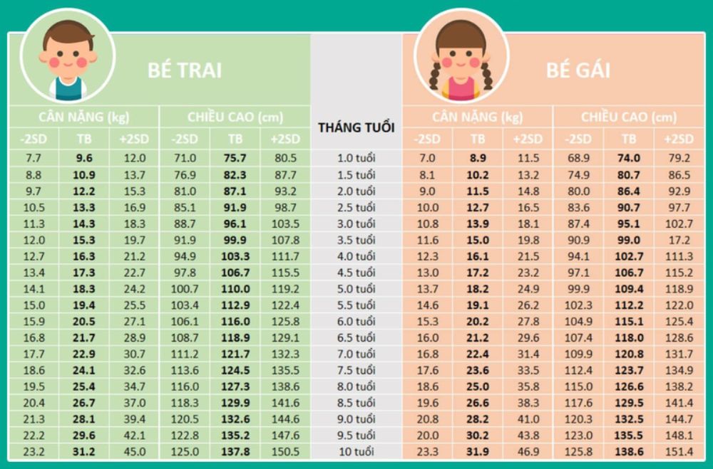 Bảng cân nặng chuẩn của WHO giúp cha mẹ dễ dàng so sánh sự phát triển của con