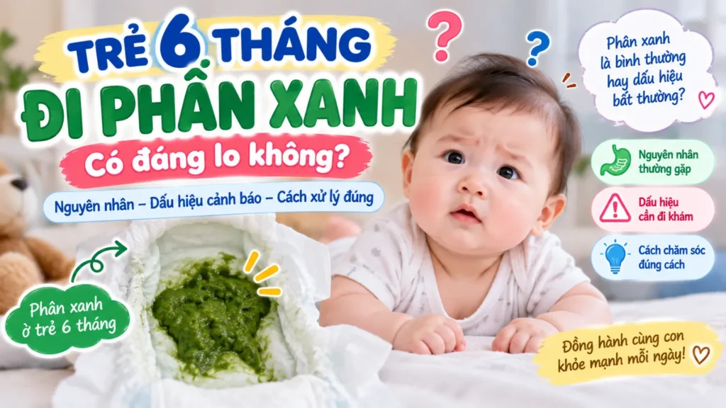 trẻ 6 tháng đi phân xanh