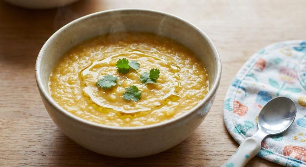 Cháo bồ câu bí đỏ giàu vitamin A và dễ ăn cho bé (Ảnh: sưu tầm internet).