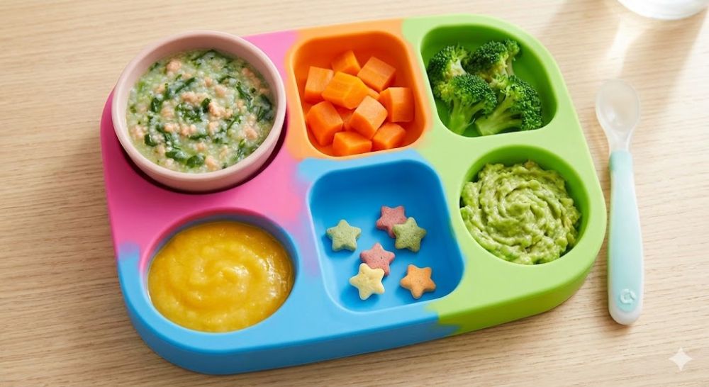 Thực đơn đa dạng giúp bé hào hứng hơn với việc ăn thô (Ảnh: sưu tầm internet).