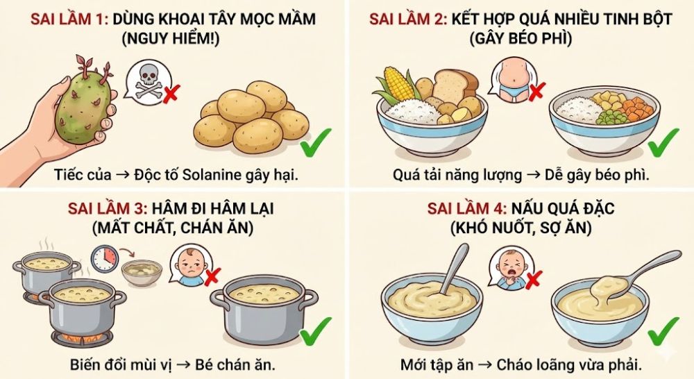 Sai lầm phổ biến khi nấu cháo khoai tây cho bé và cách tránh