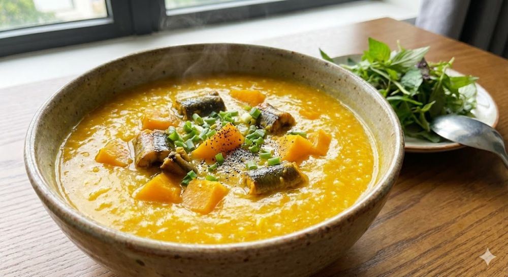 Cháo lươn nấu bí đỏ