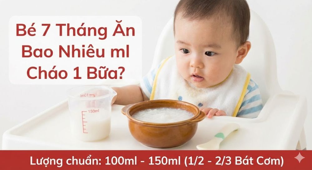 Bé 7 tháng ăn bao nhiêu ml cháo 1 bữa