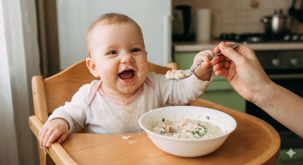 Tập cho bé ăn cá sớm giúp bổ sung DHA và giảm nguy cơ dị ứng.