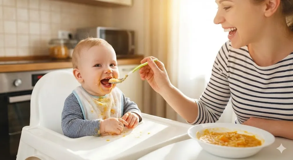 Chỉ cho bé ăn gà ác khi sức khỏe bé ổn định và đã quen với ăn dặm.