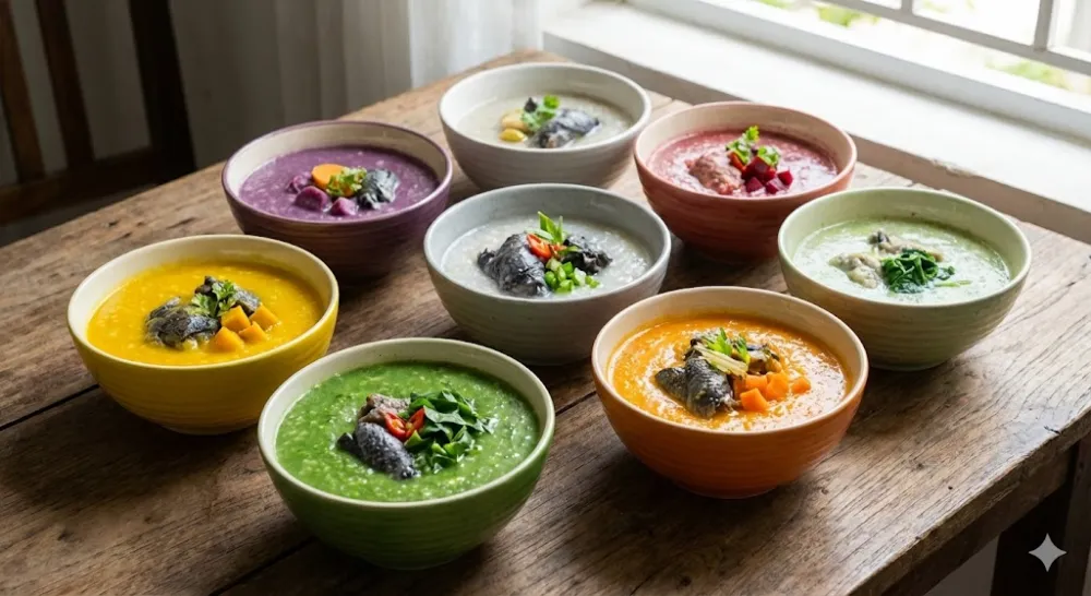 Đổi món liên tục với các loại rau củ giúp bé 7 tháng hào hứng hơn với món gà ác.