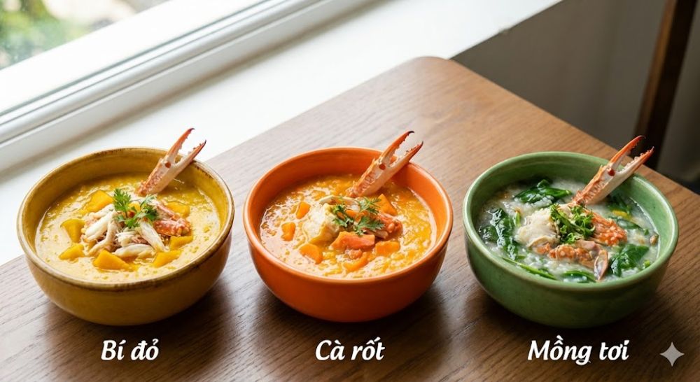 Thực đơn cháo ghẹ đa dạng giúp bé 7 tháng đổi vị, không bị ngán