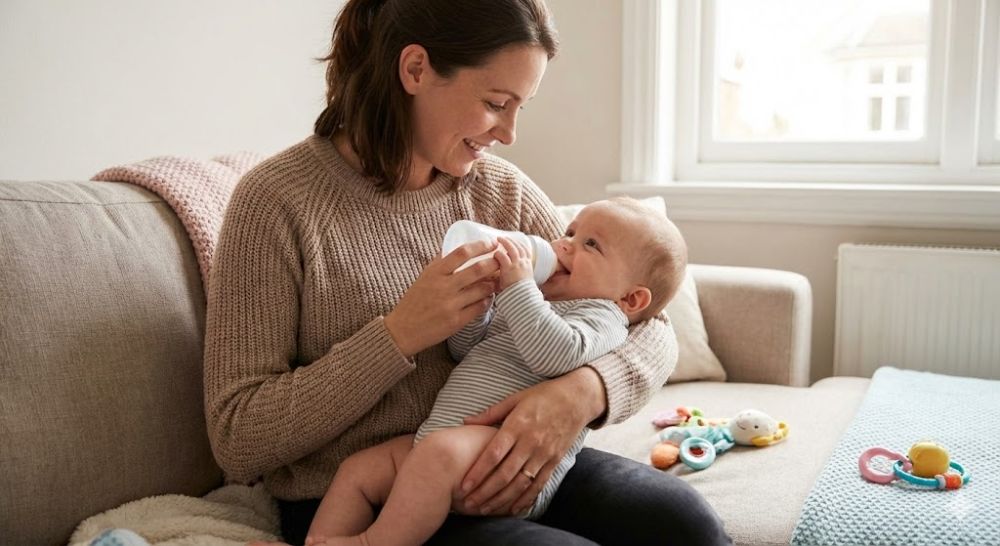 Sữa mẹ hoặc sữa công thức số 2 vẫn là nguồn dinh dưỡng chủ đạo cho bé 7 tháng.