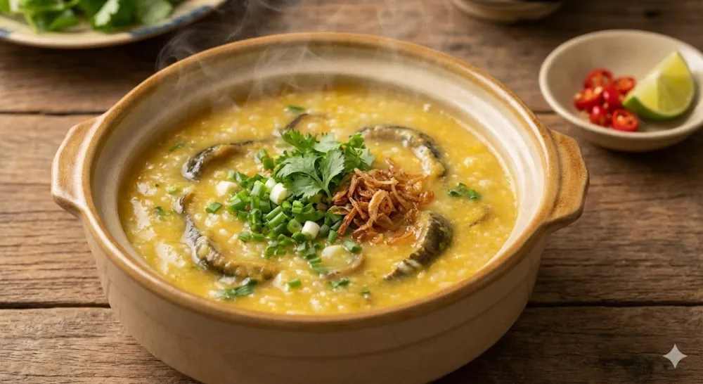 Cháo lươn sau khi hoàn thành cần có độ sánh mịn, thịt lươn hòa quyện và mùi thơm dịu nhẹ.