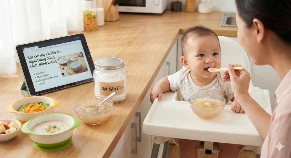 bột sắn dây có thể phù hợp cho bé ăn dặm