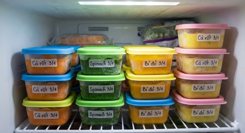 Chia nhỏ thịt trai vào khay trữ đông giúp mẹ tiết kiệm thời gian chế biến