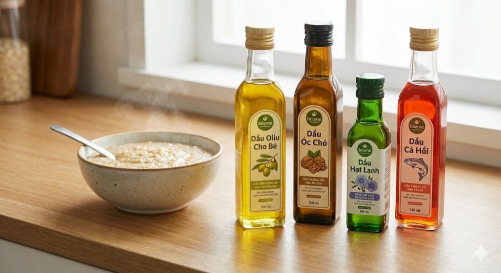 Mỗi loại dầu có ưu điểm riêng, mẹ nên luân phiên để bé không bị ngán.