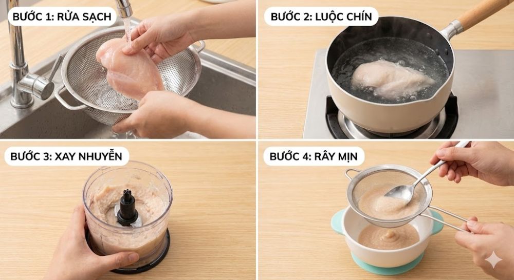 Quy trình chế biến thịt chuẩn "mịn mượt" giúp bé 7 tháng ăn ngon, không lo hóc.