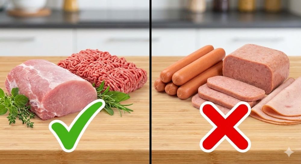 Nói KHÔNG với thịt chế biến sẵn để bảo vệ hệ tiêu hóa non nớt của bé.