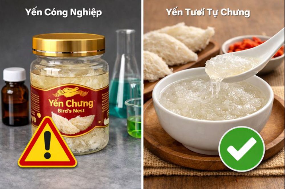 Ưu tiên yến tươi tự chưng để bảo vệ thận và vị giác của bé.