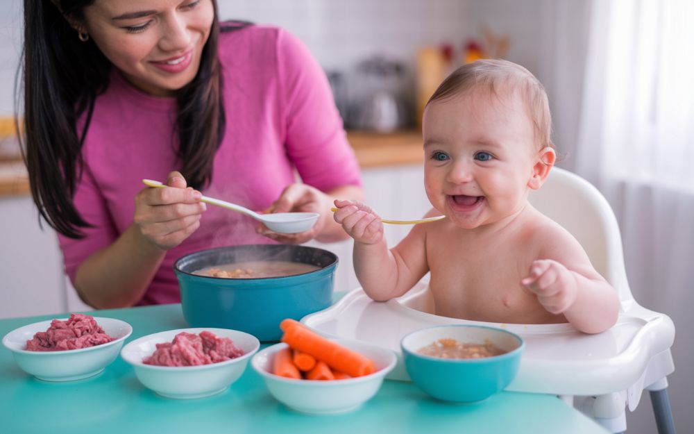 Bổ sung sắt cho trẻ 7 tháng qua ăn dặm