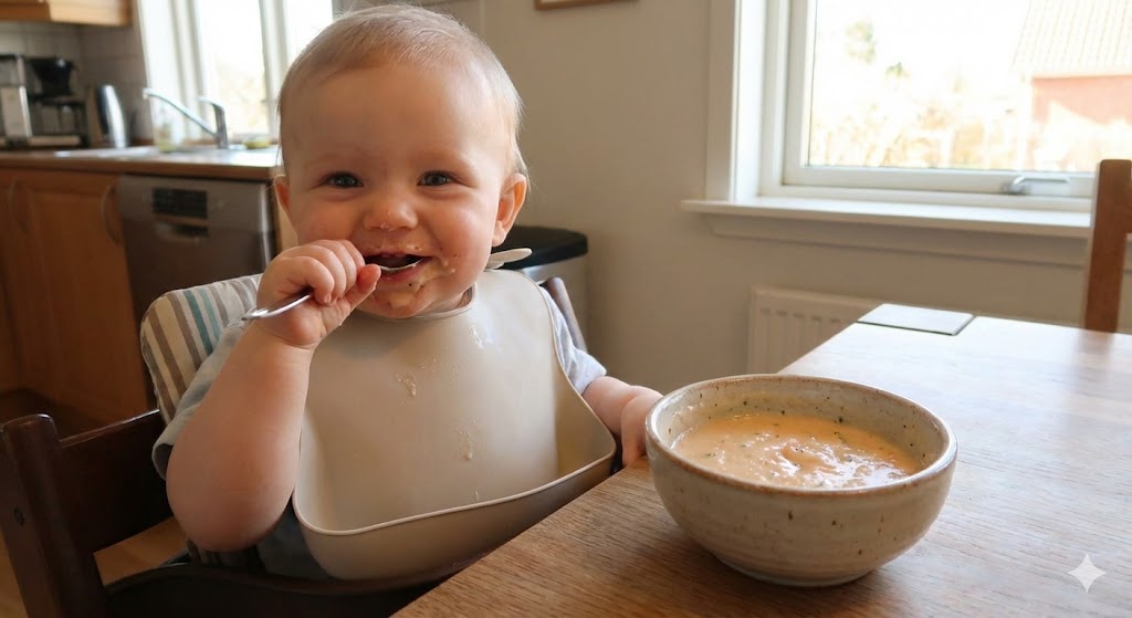 Luôn theo dõi sắc mặt và da của bé sau lần đầu thử món tôm.