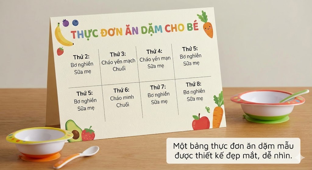 Xây dựng thực đơn đa dạng giúp bé hào hứng ăn uống và đủ chất.