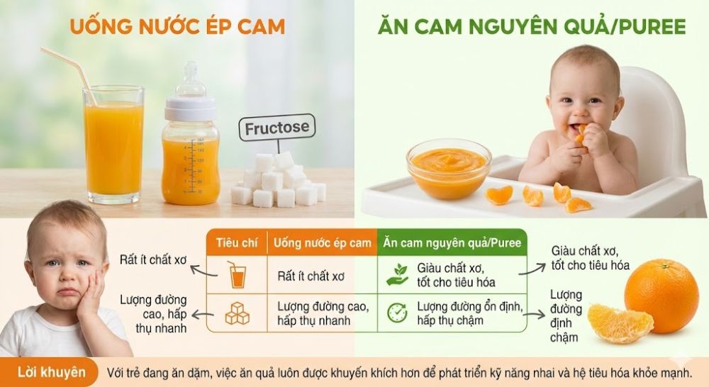 Ăn cam khác gì uống nước cam
